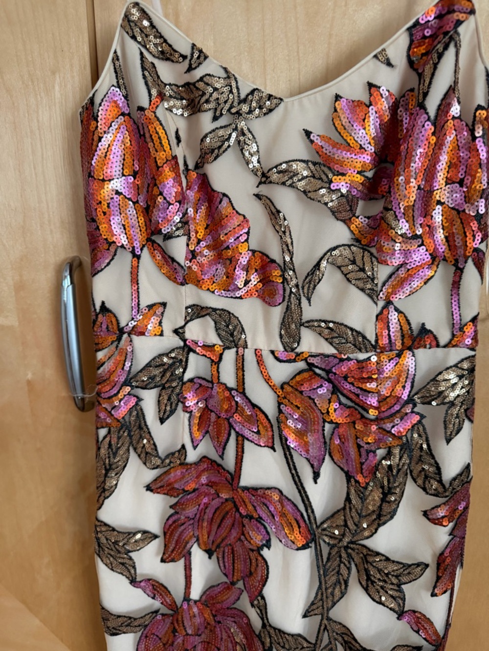 Dress the Population Cream Maxi Skirt with Pink & Orange Floral Embroidery - Picture 3 of 6